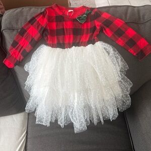 Plaid Red and White Kids Costume Dress